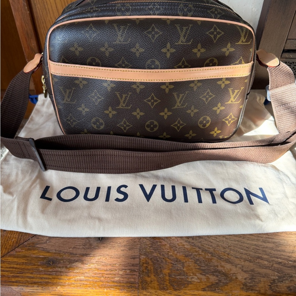 Louis Vuitton Monogram Brown Crossbody Bag with Tan Trim